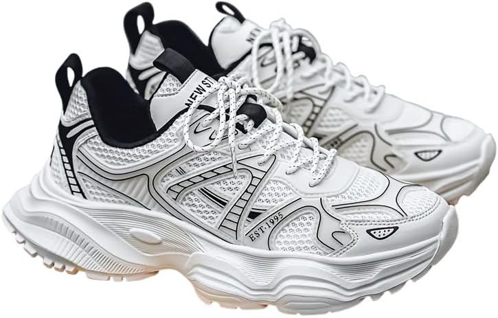 

Мужские модные спортивные кроссовки, удобные с толстой подошвой и шнуровкой, с круглым носком, подходят для походов и спорта, однотонный дизайн Hoalox, белый