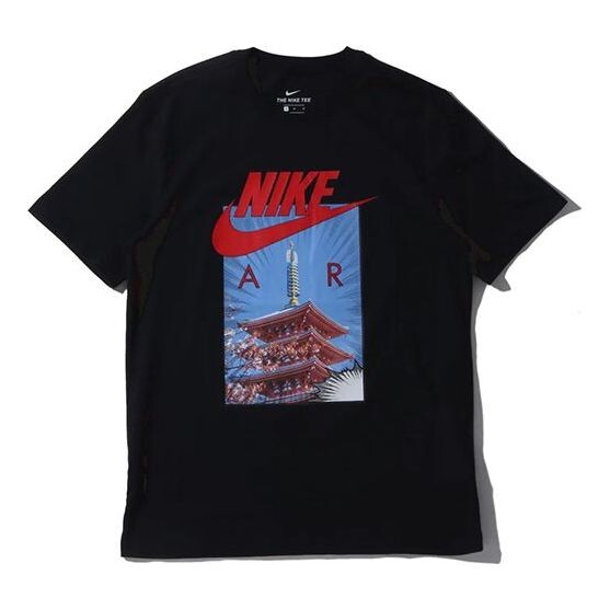 

Футболка как m nsw tee air photo sakura printing short sleeve black Nike, черный