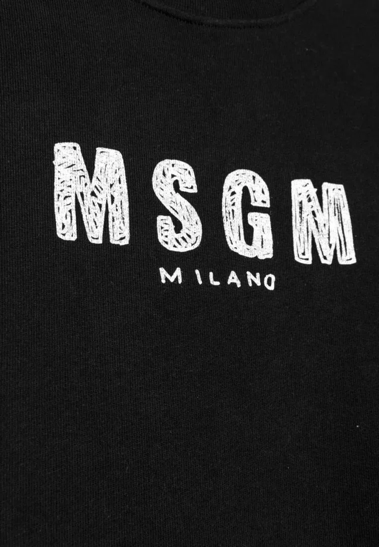 Свитшот хлопковый, Kids Msgm, черный — фото 2