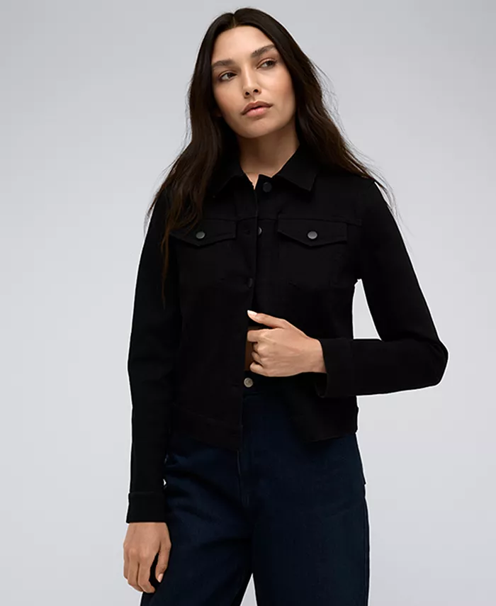 

Женская джинсовая куртка Trucker на пуговицах спереди Kenneth Cole, черный