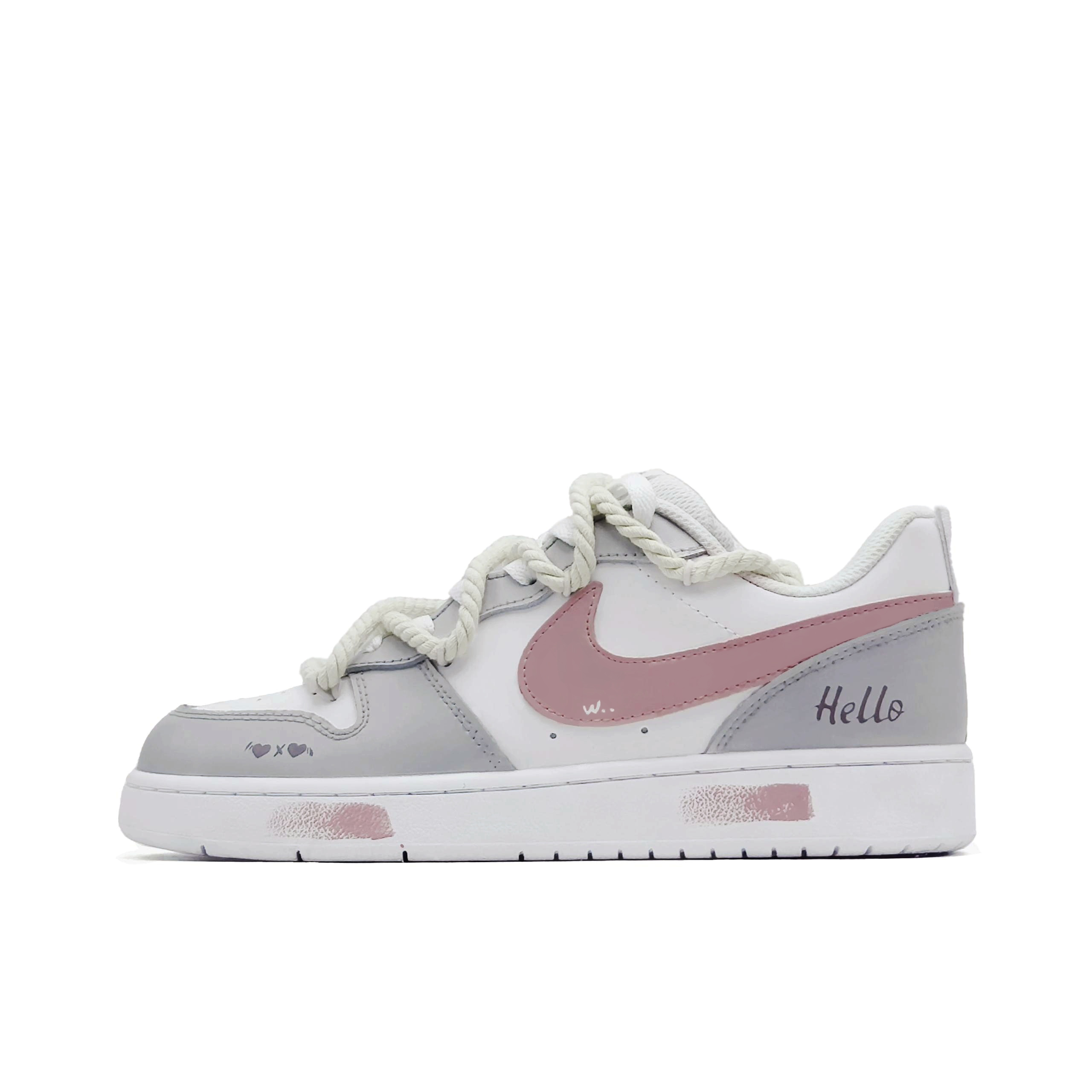 

Nike Кроссовки Court Borough Peach Bubble с антискользящим покрытием, износостойкие, низкие, для детей и подростков