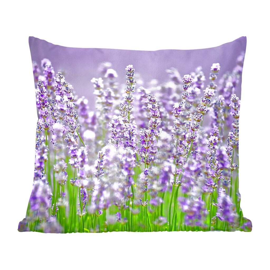 

Декоративная подушка MuchoWow, диванная подушка для гостиной, декоративная подушка 60 x 60 см, крупный план фиолетовой дикой лаванды - чехол на подушку - хлопчатобумажная ткань - декоративные наволочки