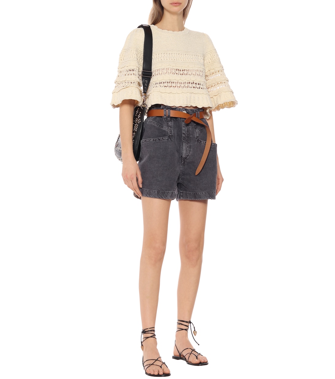 Укороченный свитер Friz из хлопковой смеси Isabel Marant, экрю — фото 2