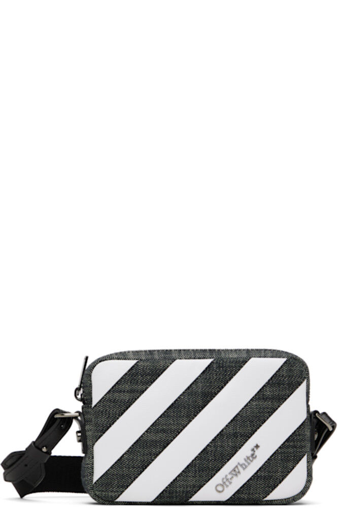 

Черно-белая диагональная стеганая сумка для фотокамеры Off-White