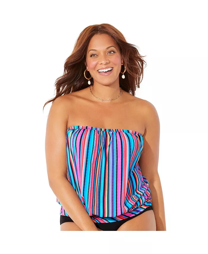 

Женский топ-бандо с блузоном Tankini Swimsuits for All, мультиколор