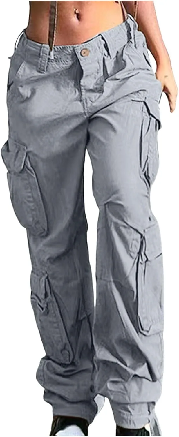 

Женские джинсы-карго с высокой талией, прямые, широкие