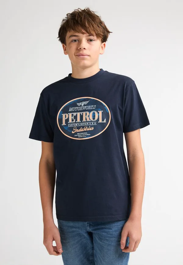 Футболка с принтом кактуса опунции. Petrol Industries, Navy Blue — фото 2