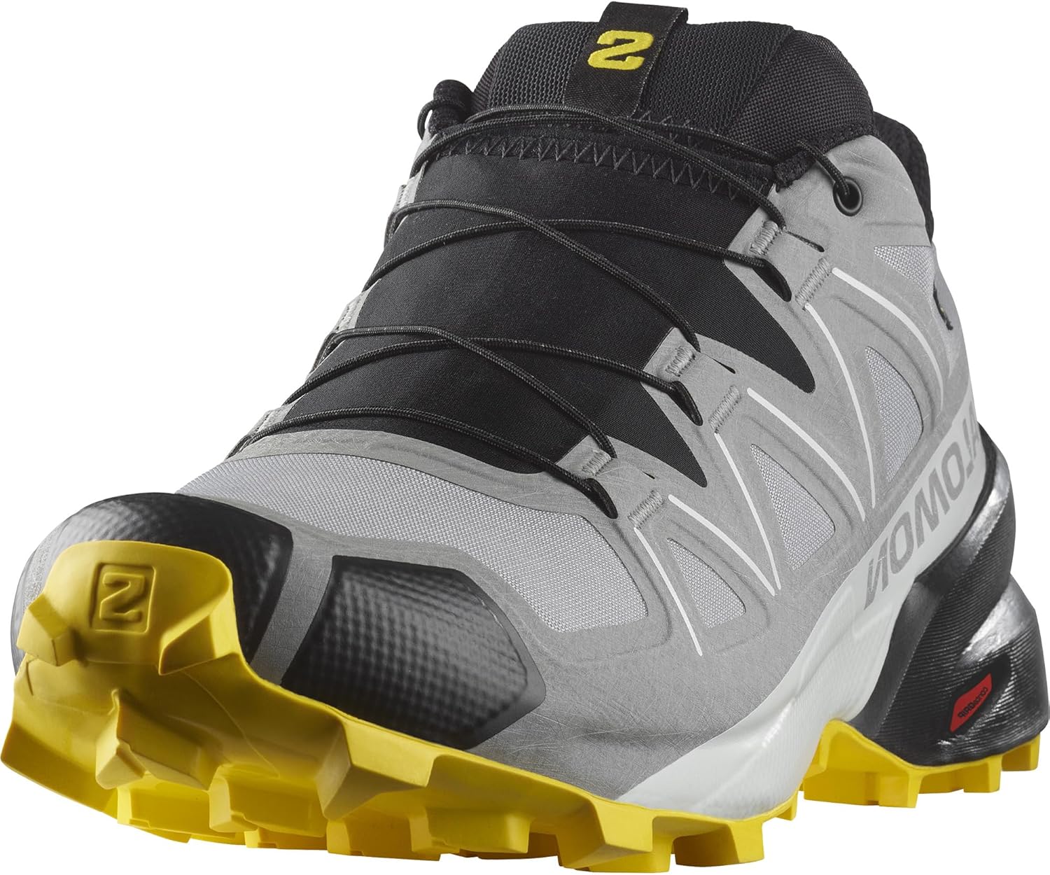 Кроссовки для трейлраннинга Salomon Men's Speedcross GTX Waterproof, Sharkskin/Black/Lemon — фото 2