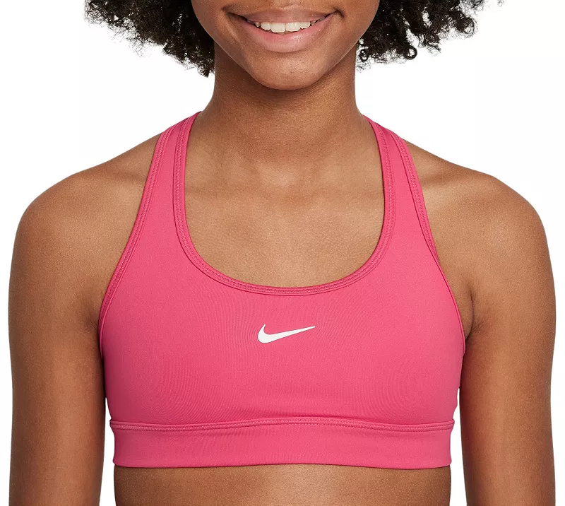 

Спортивный бюстгальтер Swoosh Nike Pro Dri-FIT для девочек, цвет Aster Pink