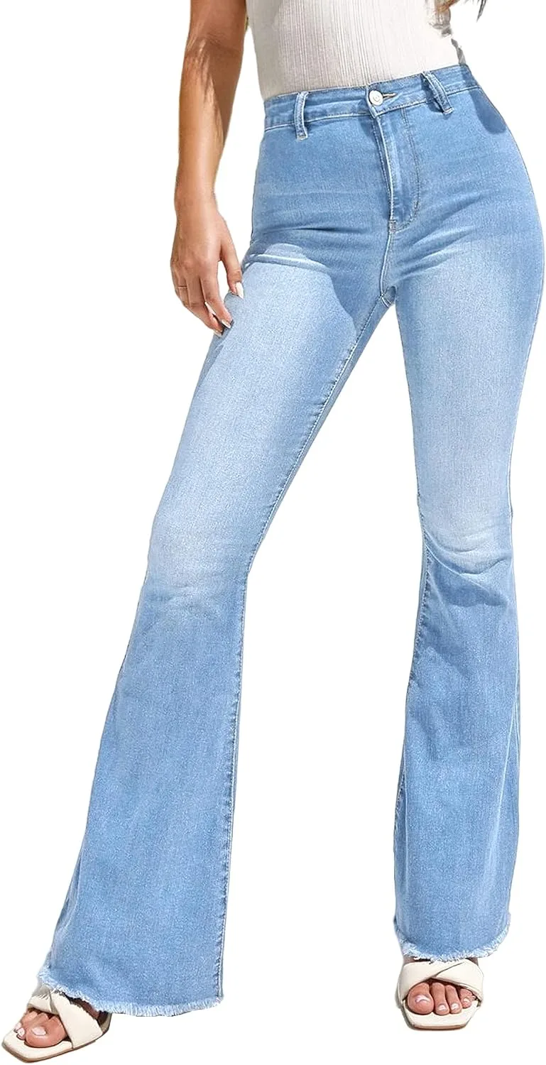 

CHARTOU Женские джинсы Bootcut с потертостями и рваным краем