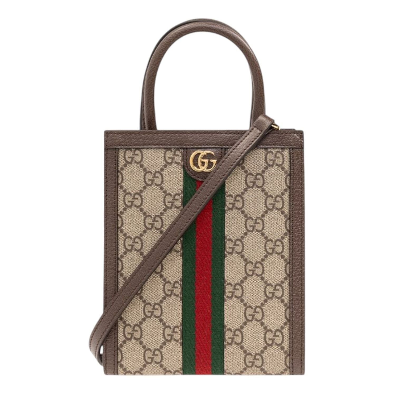 

Сумка Gucci Ophidia Super Mini через плечо, бежево-коричневая