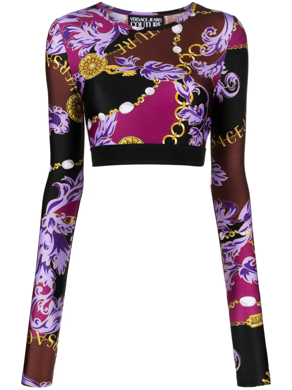 

Укороченный топ с принтом Barocco Versace Jeans Couture, черный