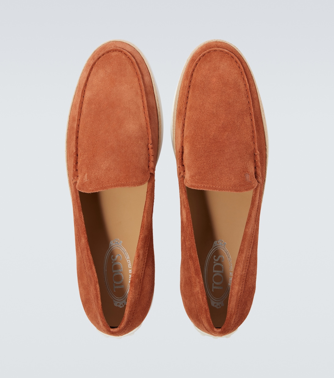 Замшевые туфли с джутовой отделкой Tod's, Terracotta + Fondo Bianco — фото 4