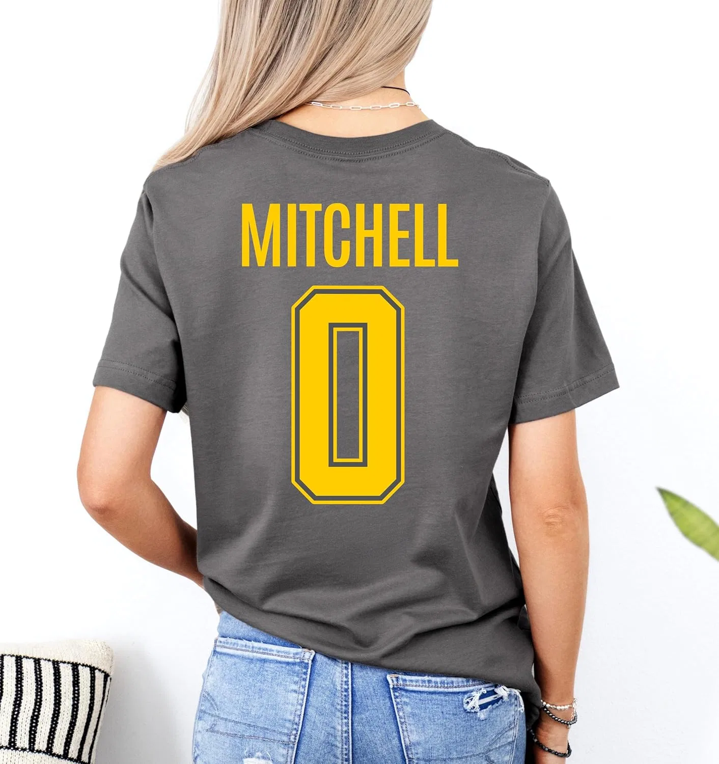 Футболка Kelsey Mitchell 0 Indiana Basketball | Ретро фан-джерси | Одежда Indy Pro Hoops | Унисекс Bella Canvas GENERIC, Asphalt — фото 3