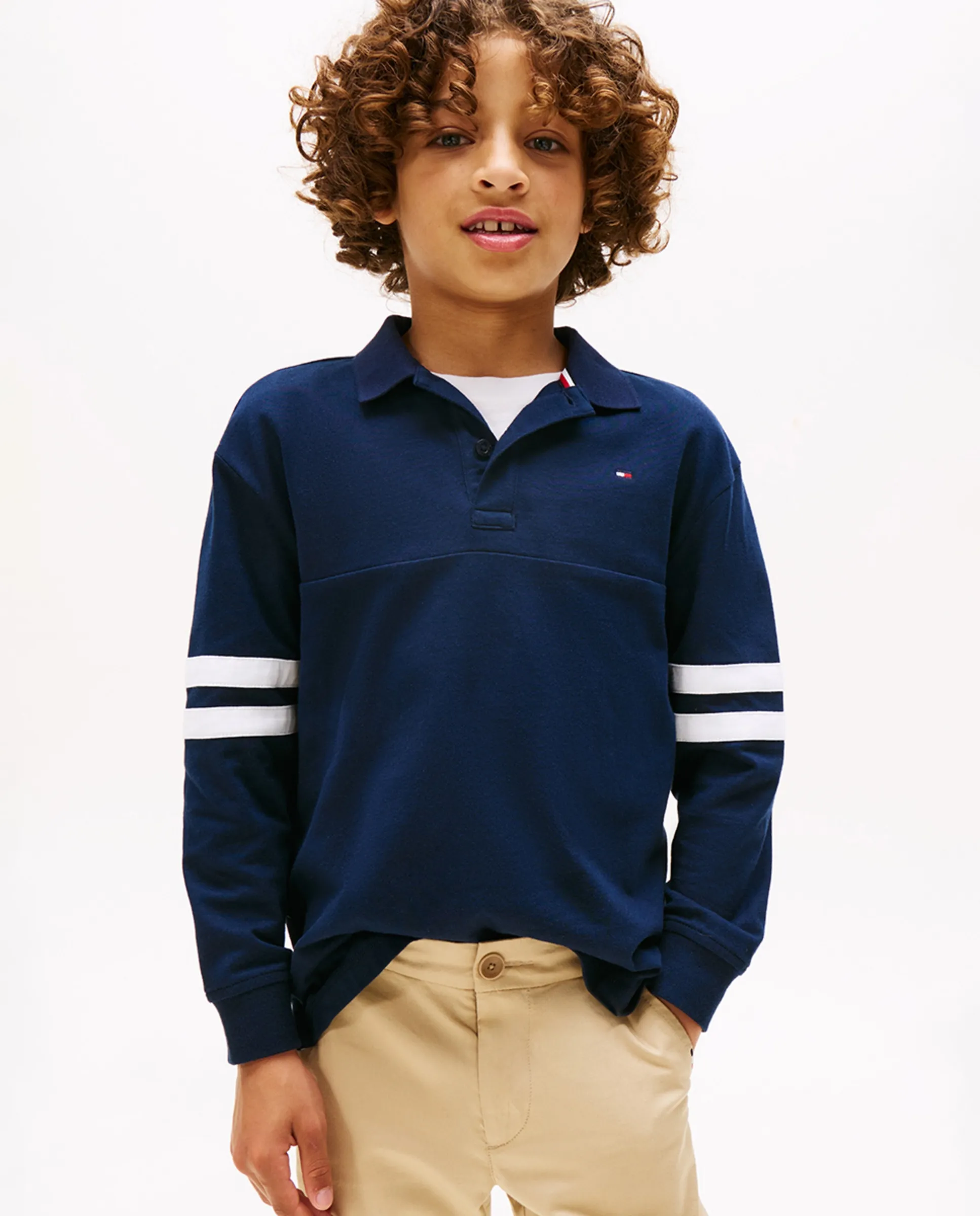 

Детский лонгслив с логотипом на спине Tommy Hilfiger, синий
