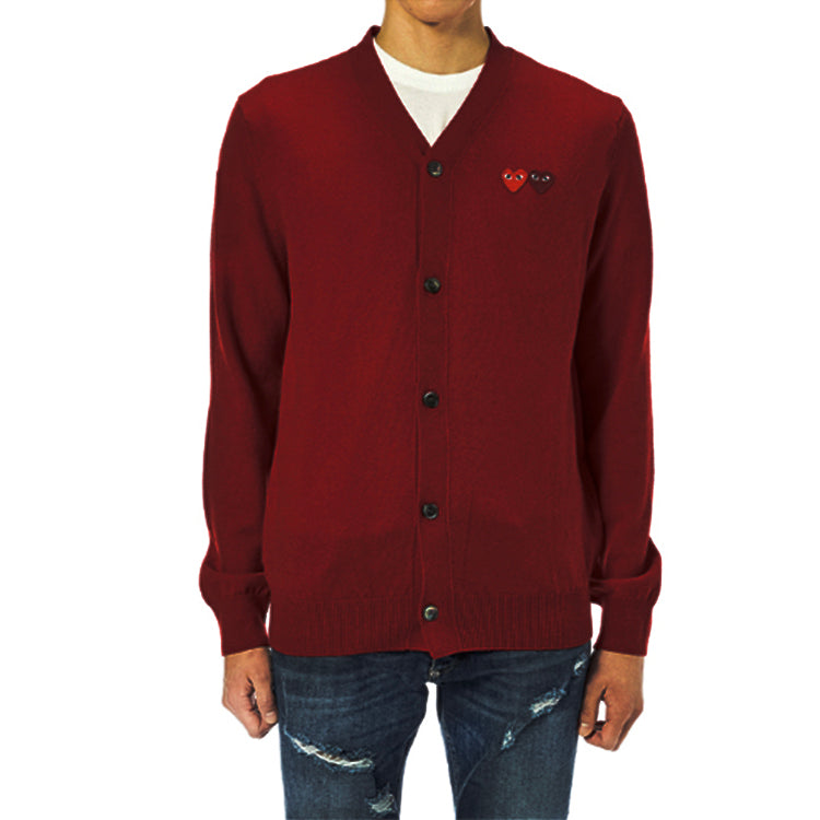 Кардиган COMME des GARCONS PLAY Cardigan With Double Emblems 'Burgundy' AZ-N058-051-4, бордовый — фото 2