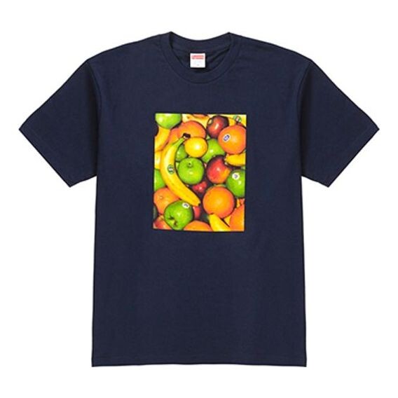 

Футболка ss19 fruit tee navy printing short sleeve navy blue Supreme, синий