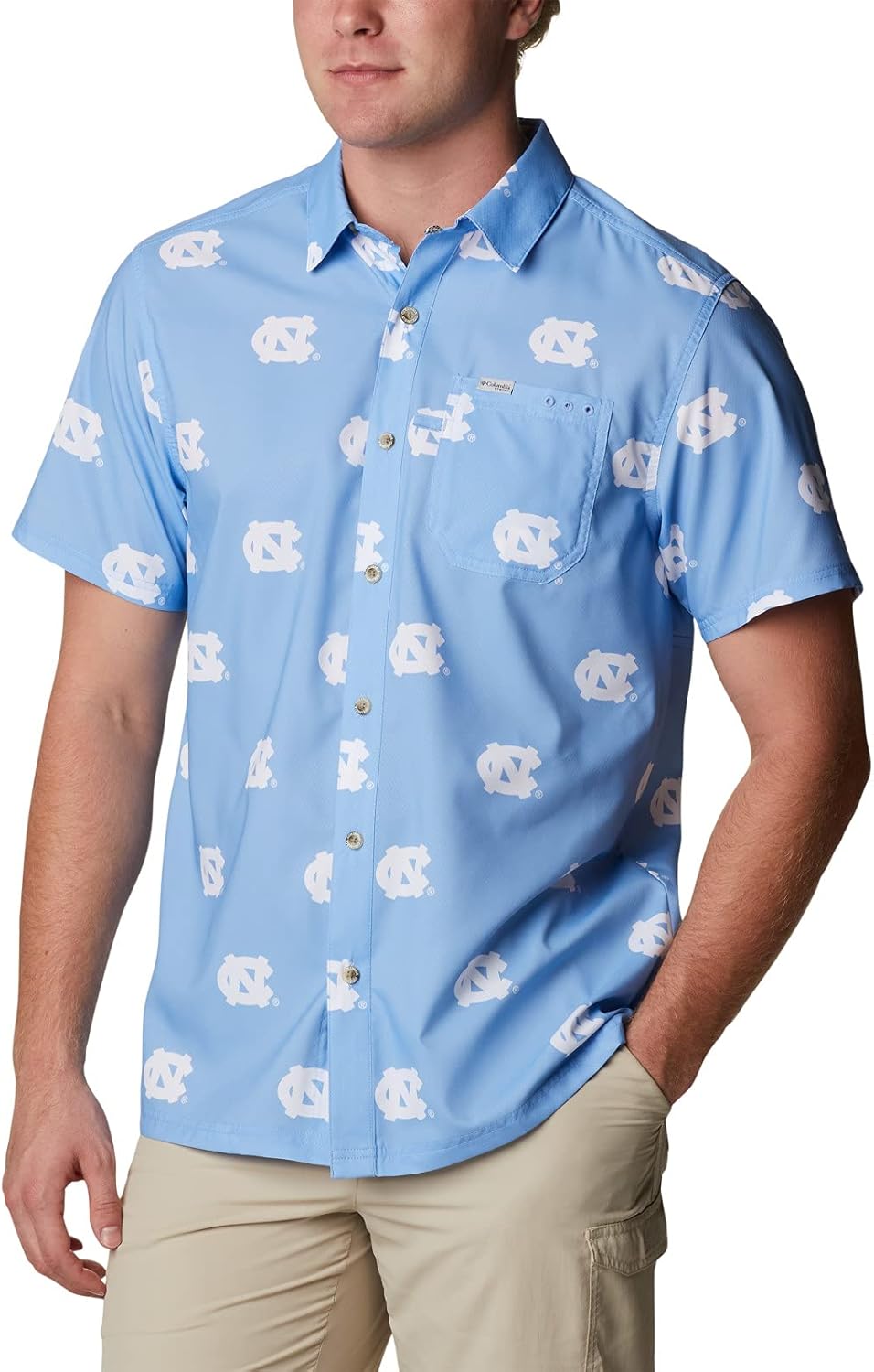 

Columbia Men's CLG Super Slack Tide рубашка, Nc - White Cap Logo Print