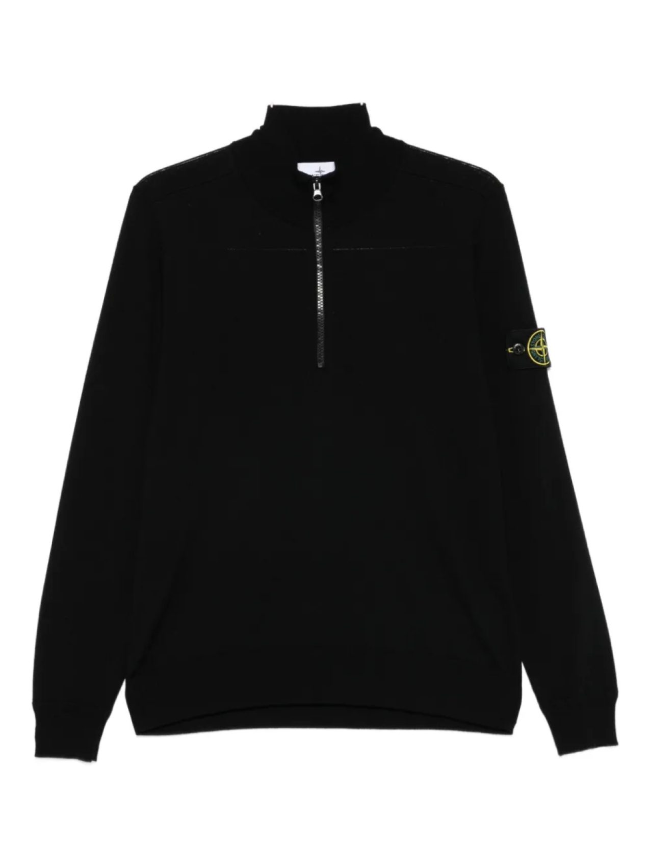 

Шерстяной свитер Stone Island с застежкой-молнией на половину длины, черный