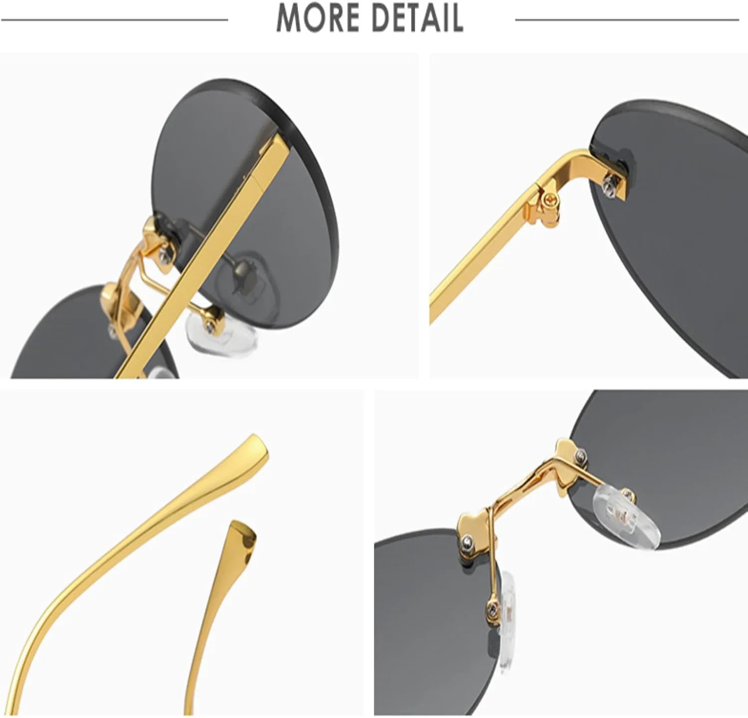 

Женские солнцезащитные очки овальной формы без оправы, винтажный стиль, маленькая оправа, прозрачные градиентные линзы, защита от УФ-излучения UV400 TVTBBVV, Orange