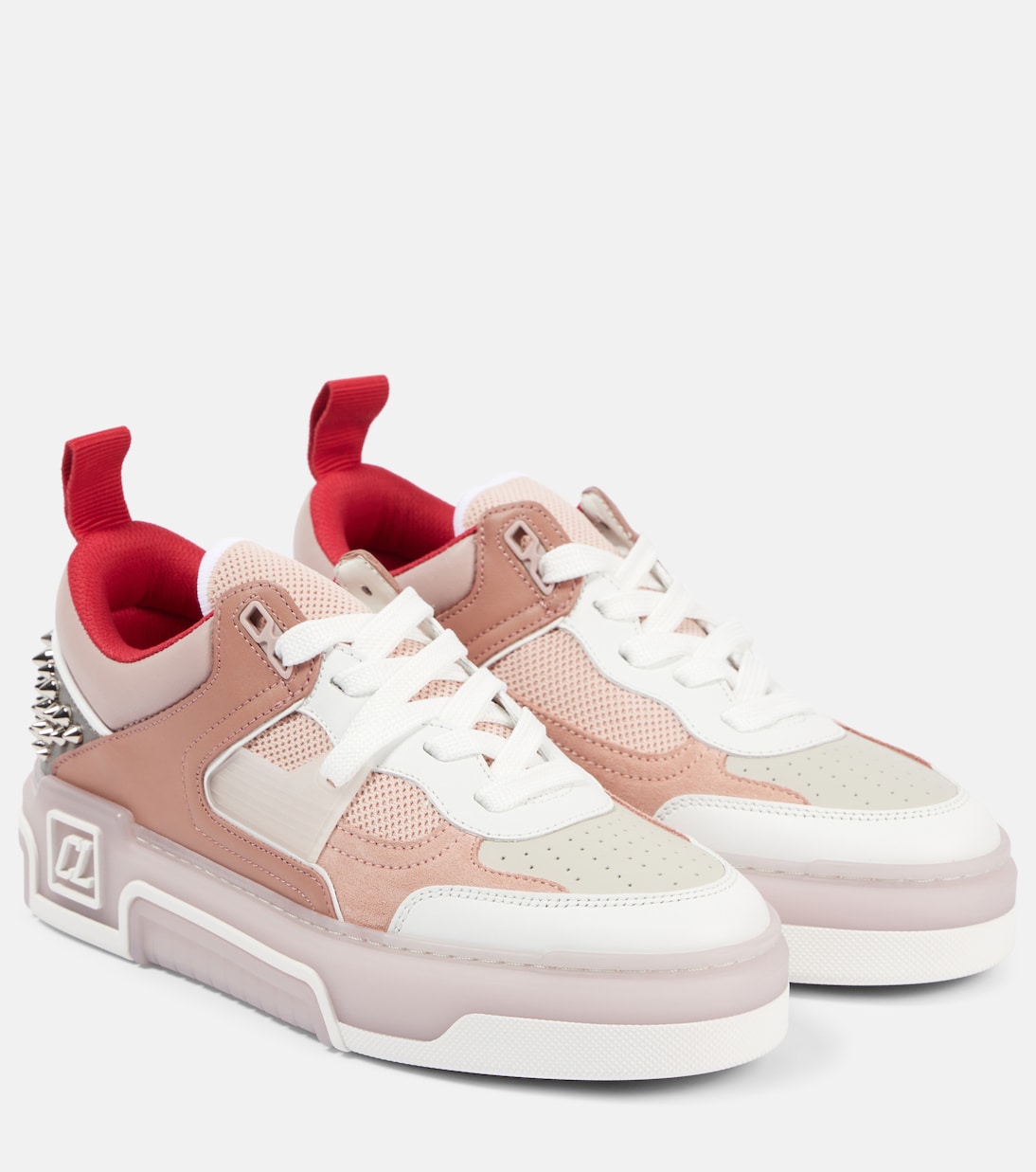 Кроссовки из кожи с панелями и декоративными элементами Christian Louboutin, Albatre / Romance