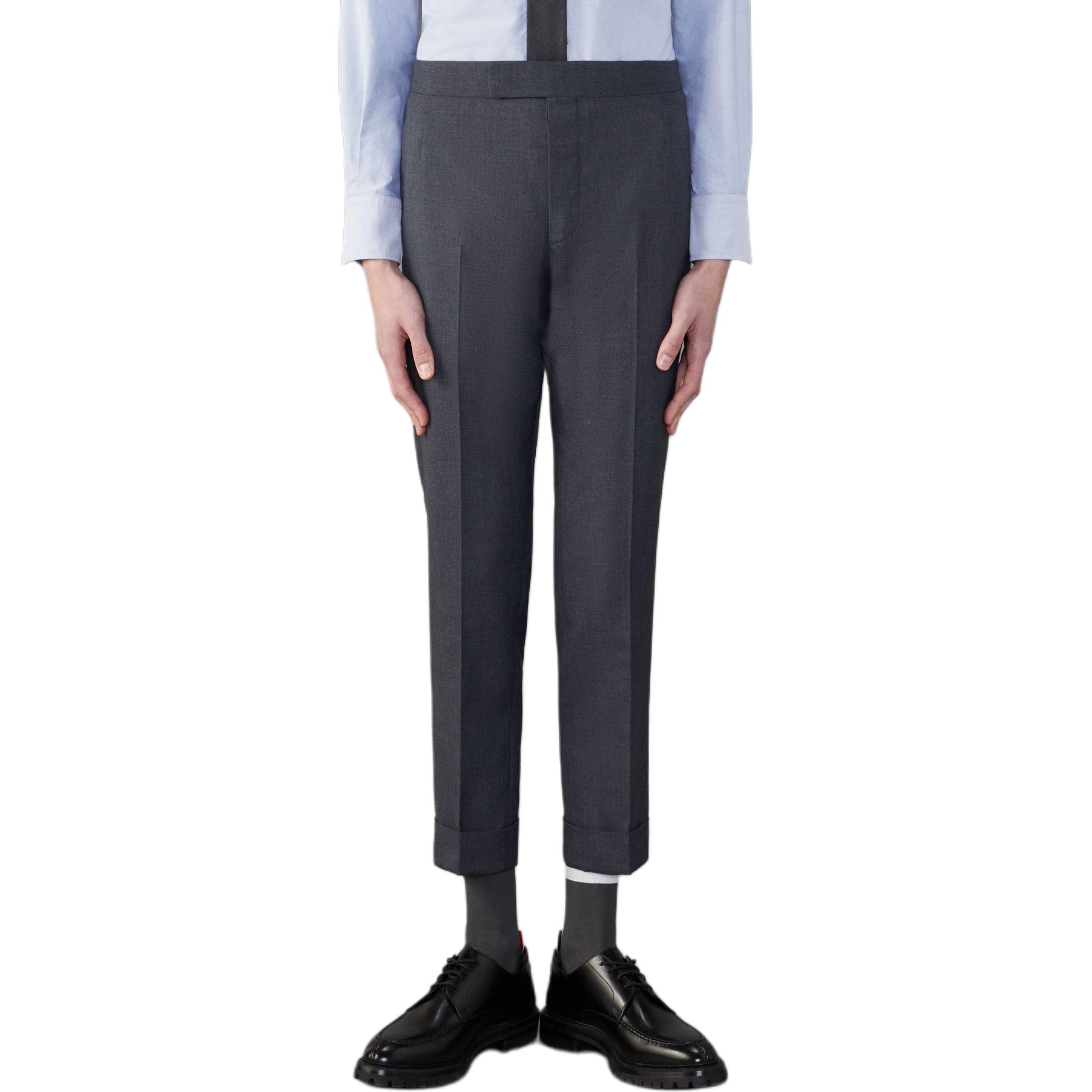

Темно-серые зауженные брюки средней посадки THOM BROWNE