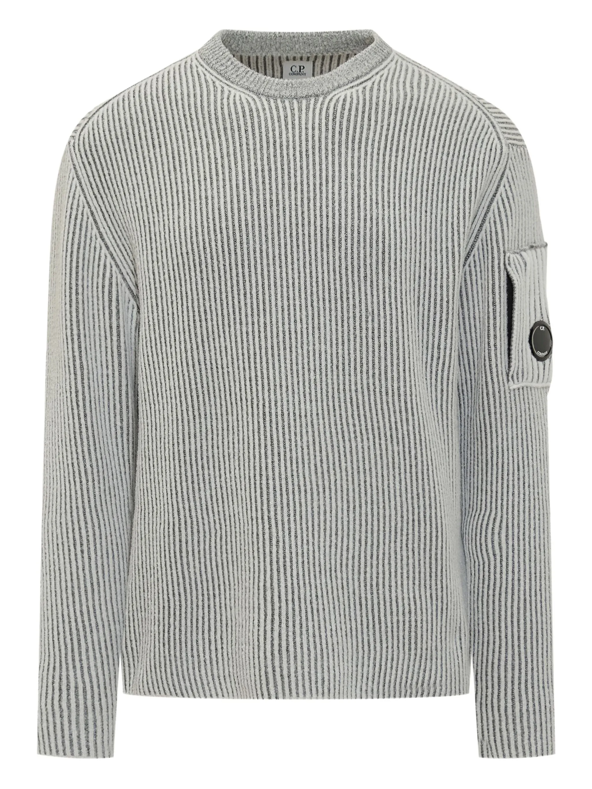 

Полосатый свитер с карманом C.P. Company, серый