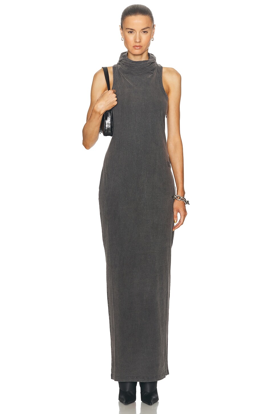 

Длинное платье с воротником-хомутом Alexander Wang, цвет Washed Charcoal