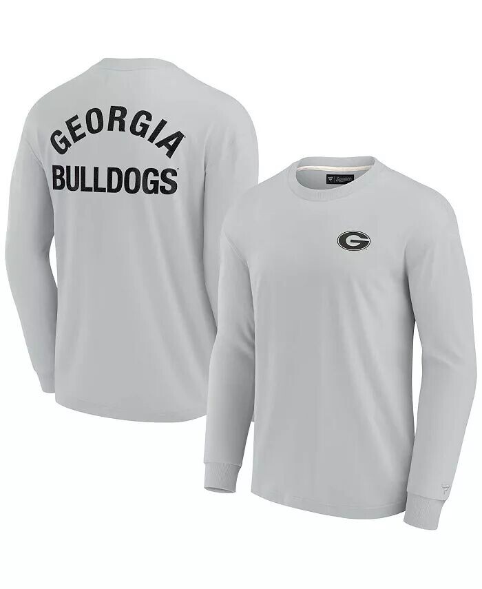 

Мужская и женская серая футболка Georgia Bulldogs с длинным рукавом, супермягкая Fanatics Signature
