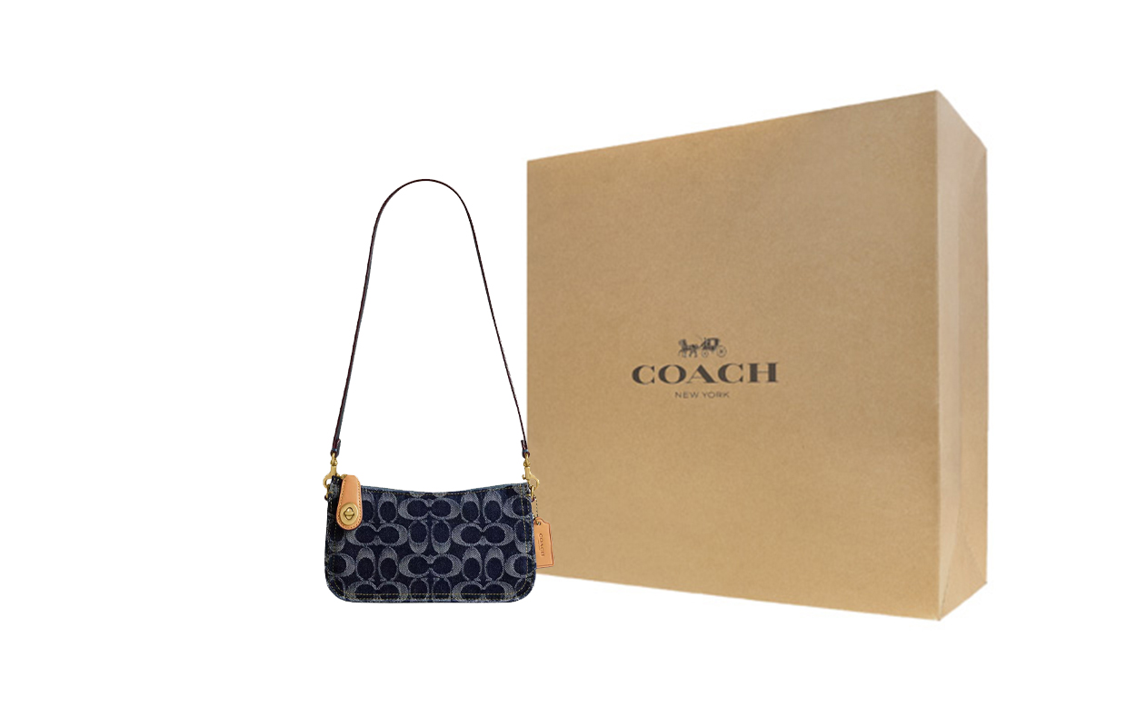 

COACH Сумка-хобо женская джинсовая синяя малая