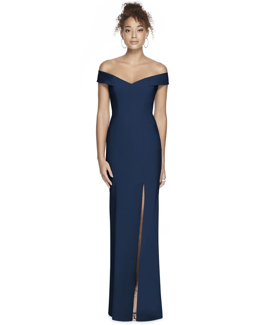 

Женское платье-трапеция с открытыми плечами и перекрестной спинкой Dessy Collection, Midnight navy