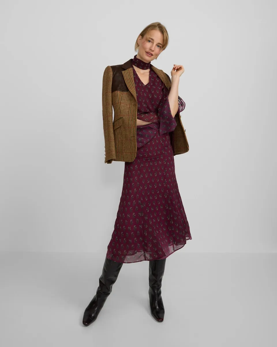 

Миди-юбка с рисунком бордового цвета Silbon