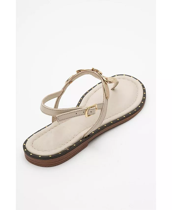 Кожаные босоножки Marea на плоской подошве (женские) Forever & Always Shoes, коричневый/бежевый — фото 3