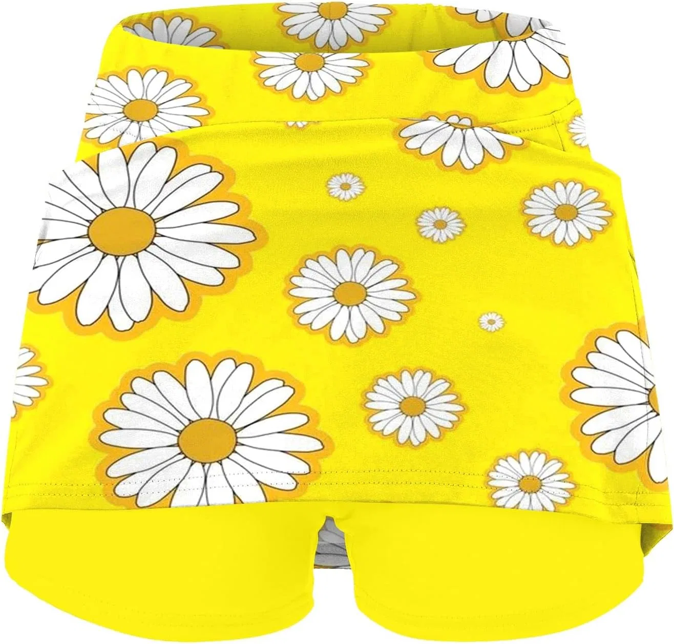 Спортивная юбка-шорты, высокая талия, принт, Generic, 1-yellow — фото 3