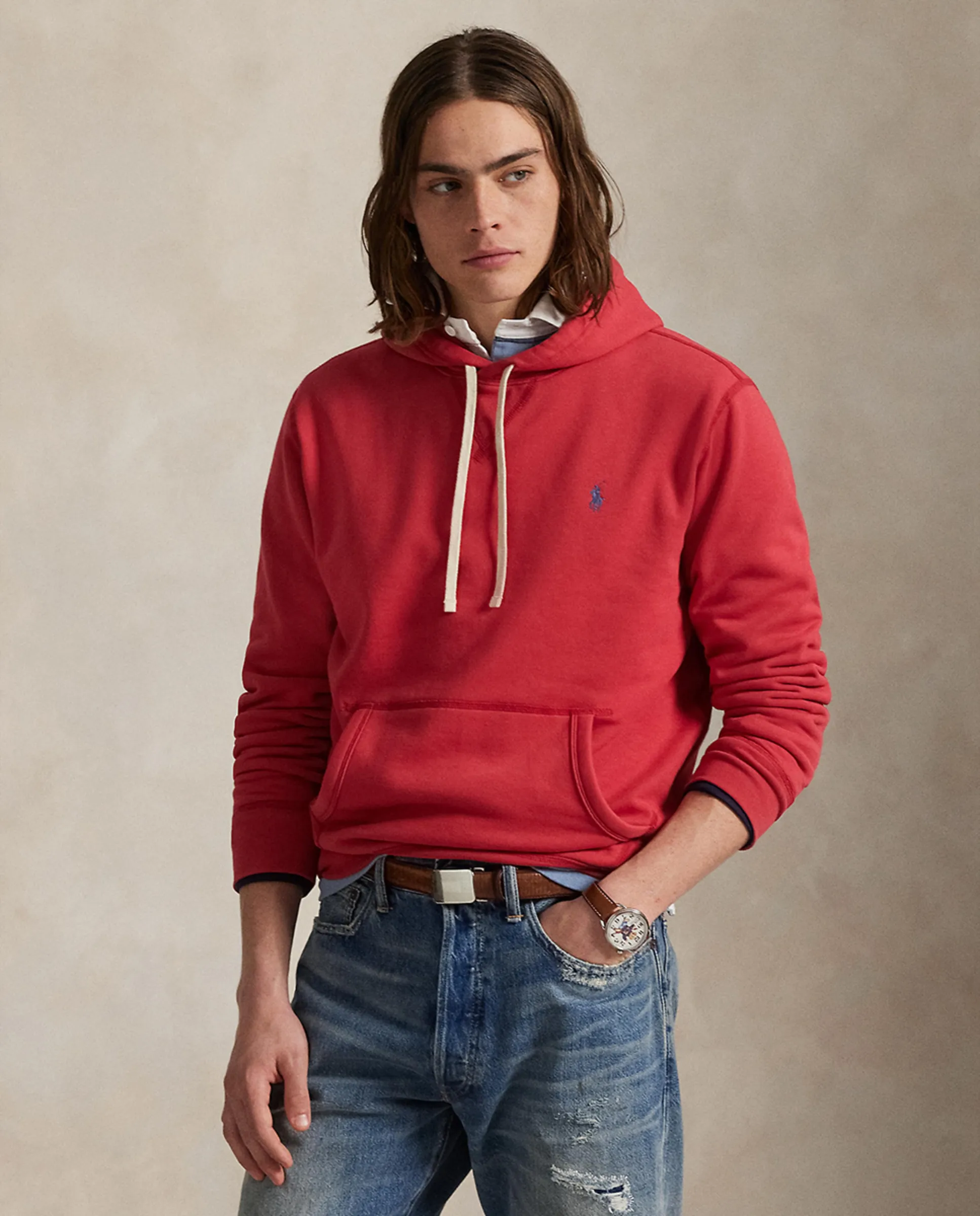 

Мужская толстовка с капюшоном из флиса Polo Ralph Lauren, красный