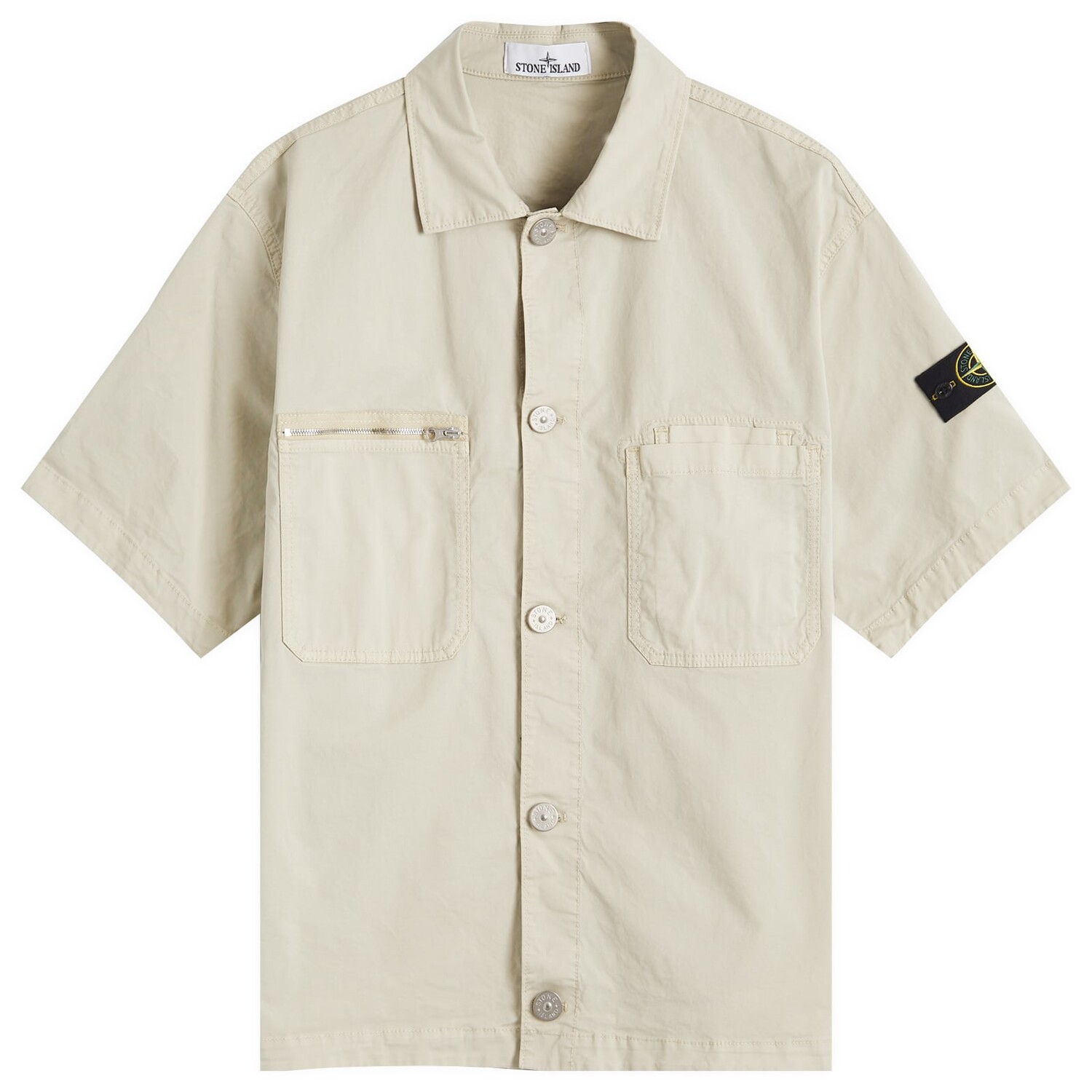 

Рубашка с коротким рукавом Stone Island Stretch-Tc Garment Dyed Short Sleeve Overshirt, цвет Plaster