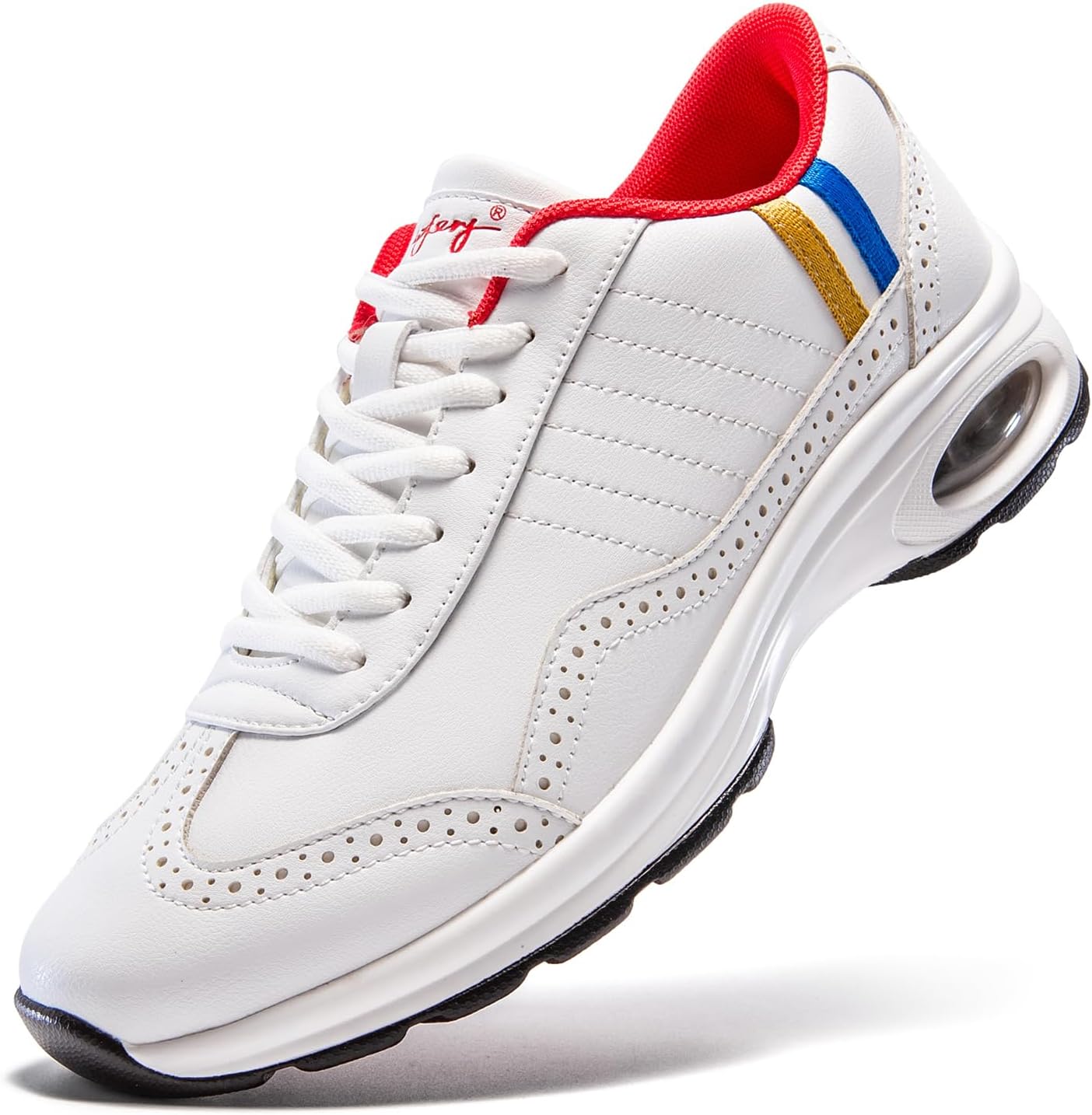 

Мужские профессиональные туфли на шнуровке с поддержкой свода стопы, повседневные противоскользящие гольф-туфли без шипов, спортивная обувь для прогулок и активного отдыха U.Ofeiy, белый/красный