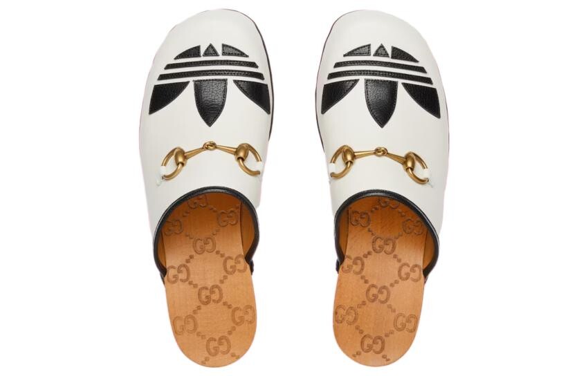 Шлепанцы женские Adidas x Gucci, белый — фото 3