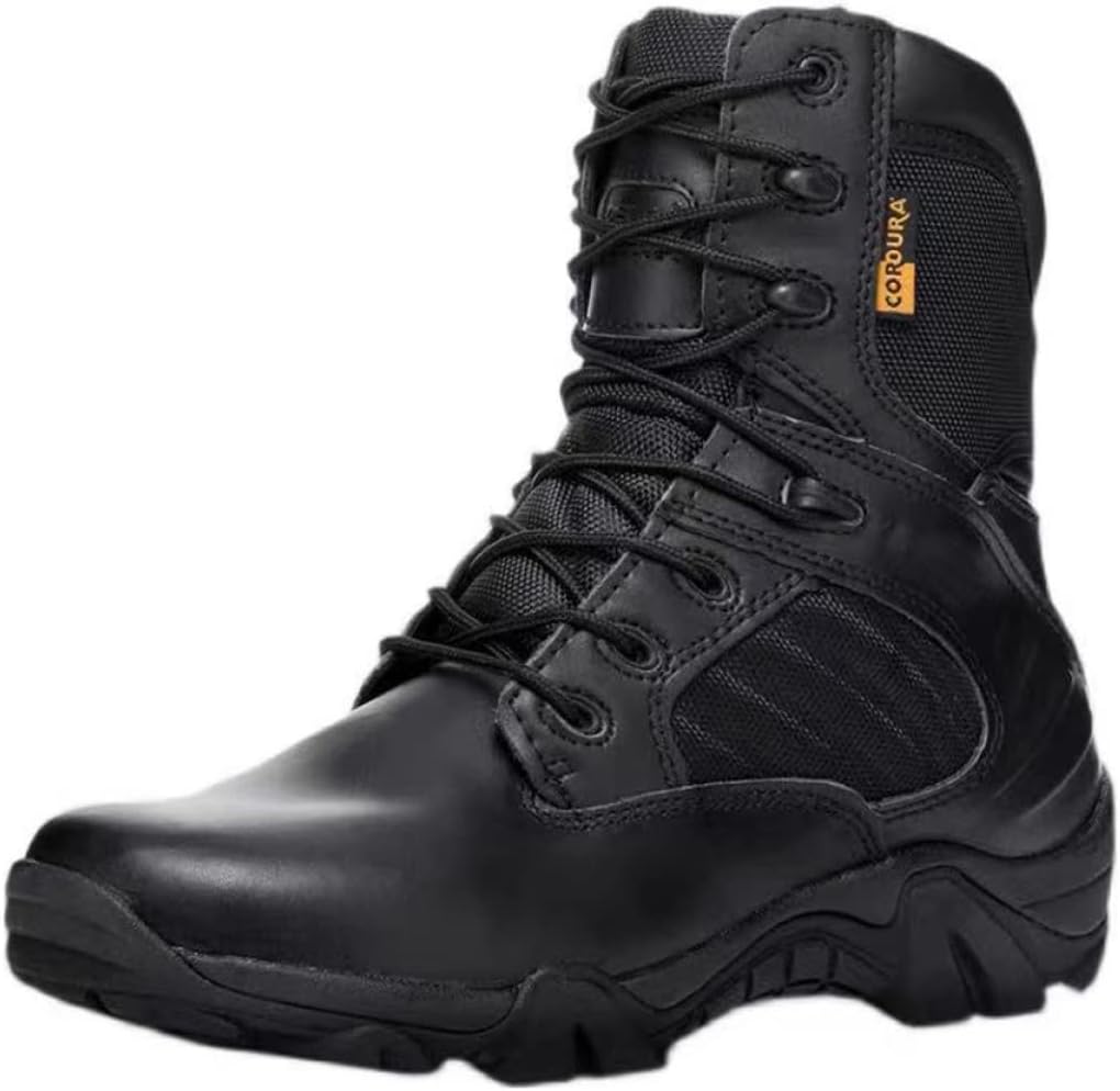 

Тактические боевые ботинки RORUN 20 см для мужчин и женщин, с боковой молнией, военные ботинки, противоскользящие, с поддержкой голеностопа, прочные для пеших походов, мотоциклов, строительства и активного отдыха, черный