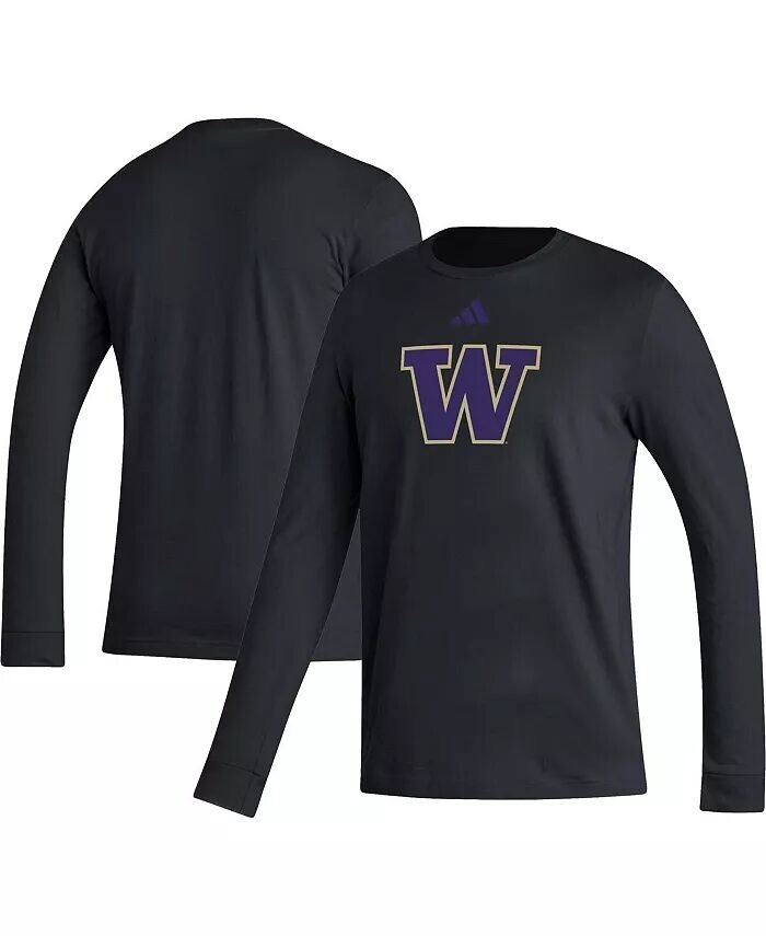 

Мужская черная футболка с длинным рукавом и логотипом Washington Huskies Locker Fresh Adidas