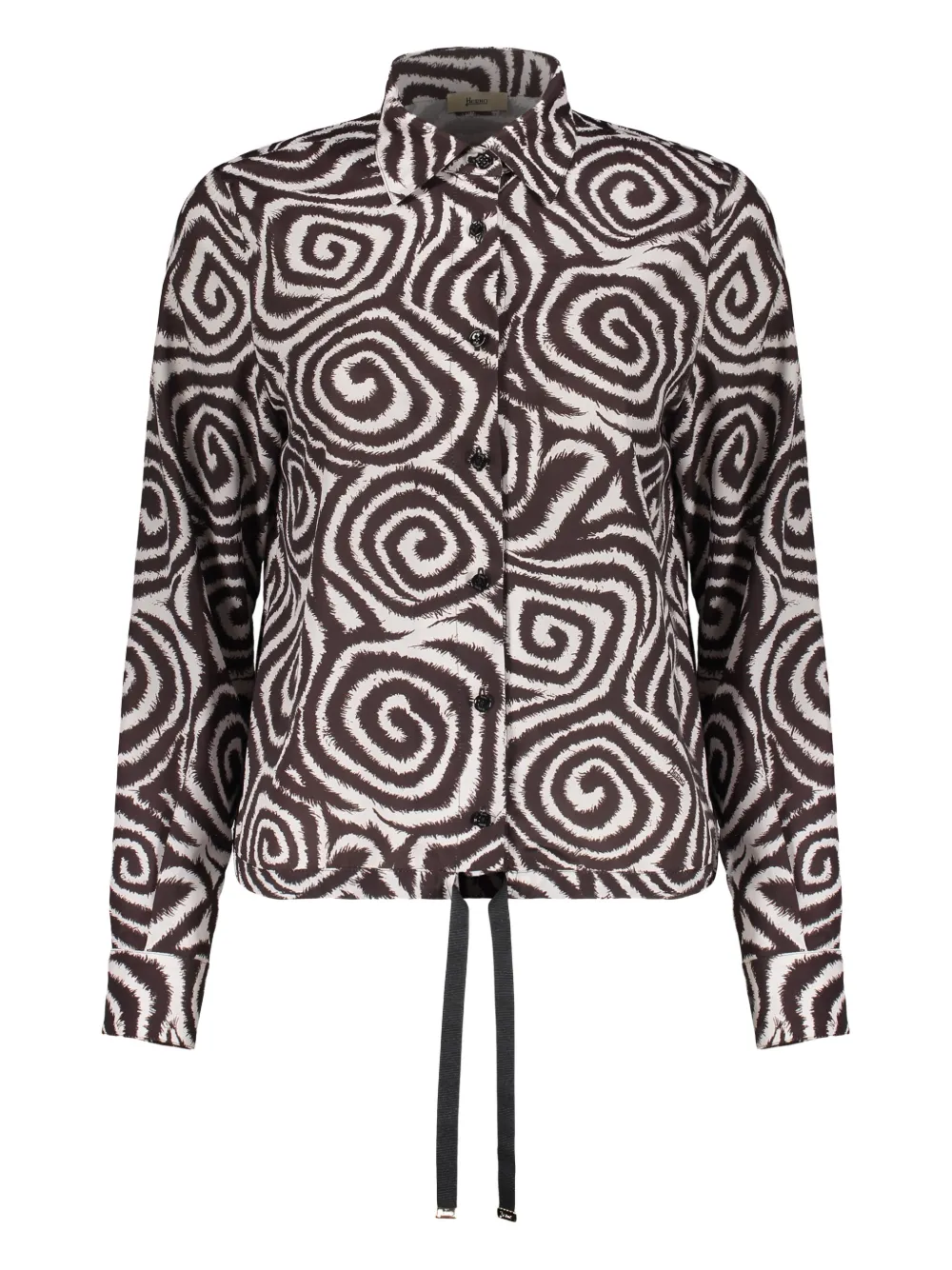 

Рубашка с жаккардовым узором на пуговицах Herno, коричневый