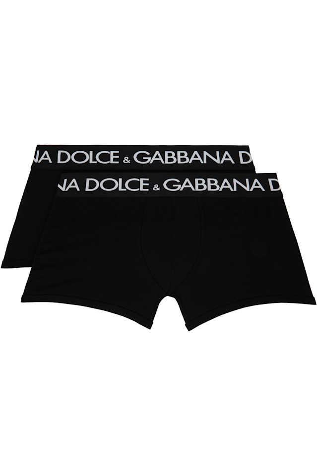 

Два боксера из черного хлопкового джерси Dolce&Gabbana, черный