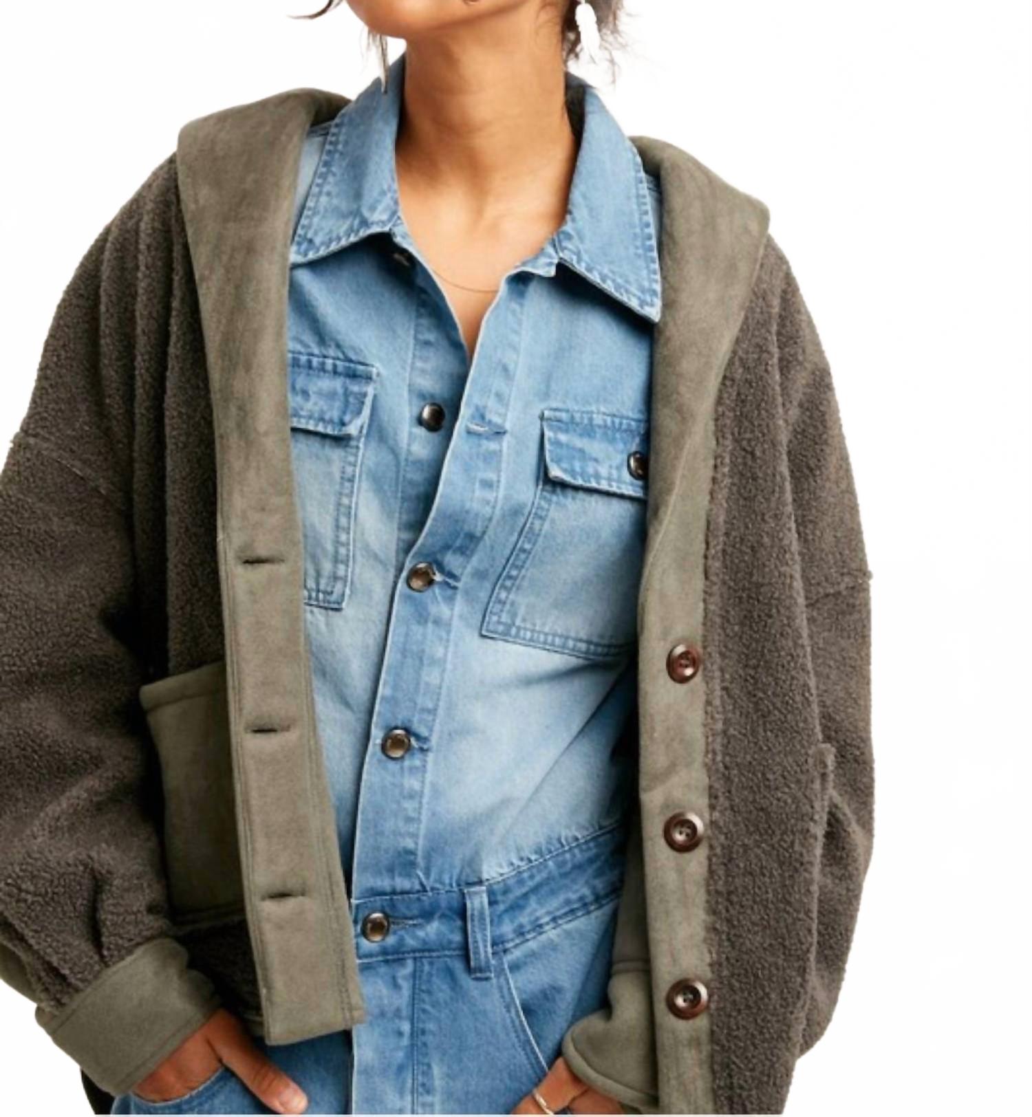 

Listicle Куртка-рубашка из смешанных тканей, зеленая