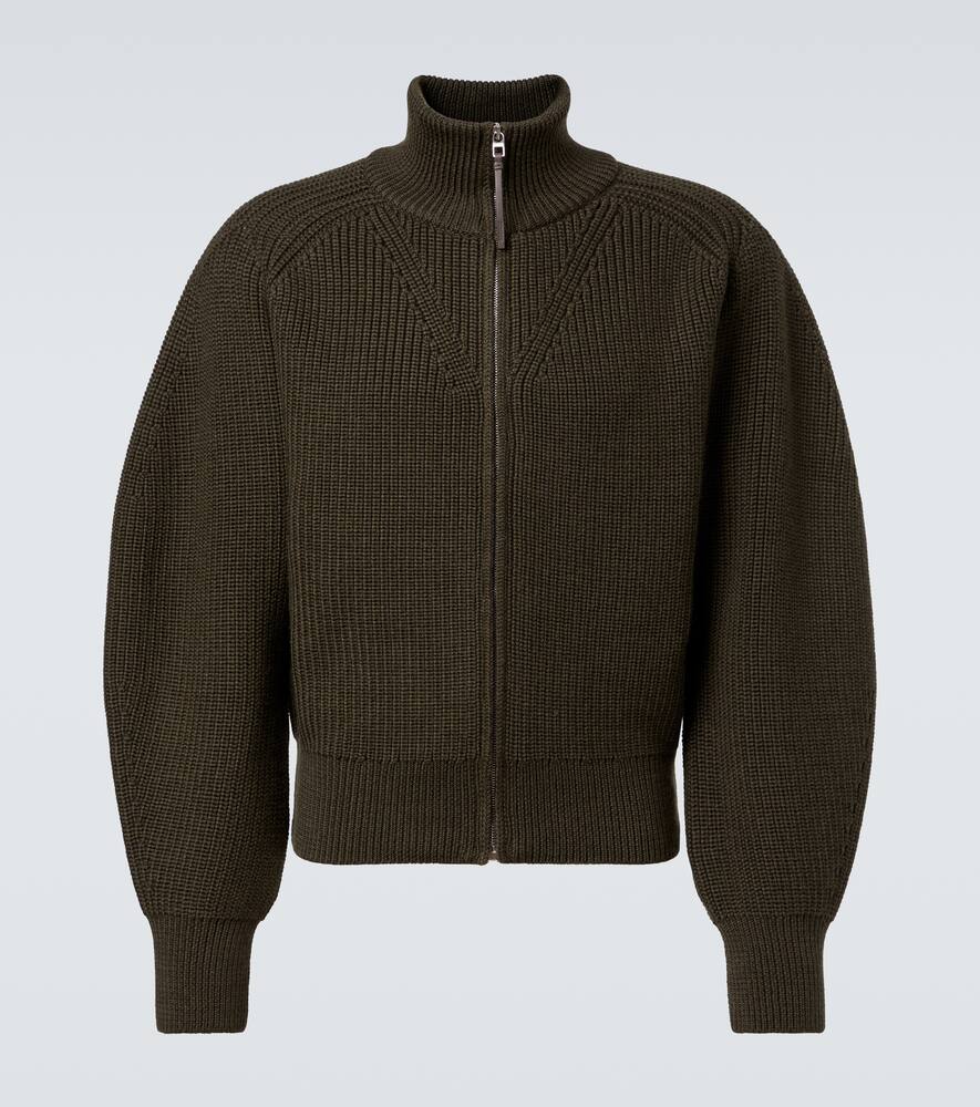 

Вязаный кардиган из шерсти с молнией Jacquemus, Dark Khaki