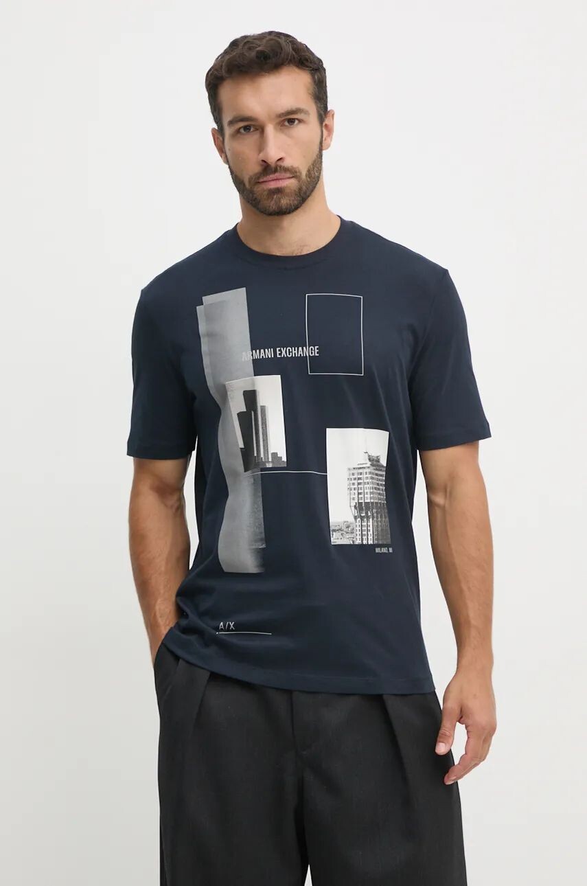 

Хлопковая футболка Armani Exchange, темно-синий