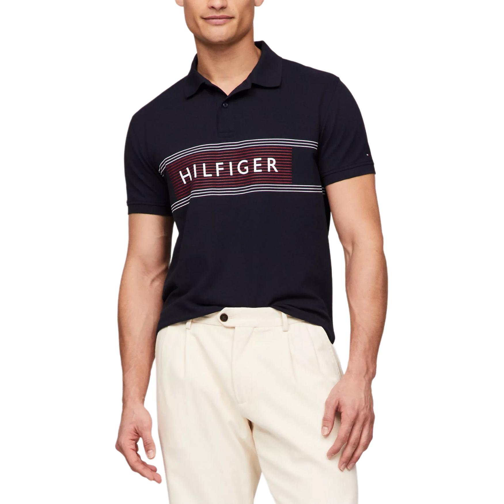 Tommy Hilfiger Мужская поло морского синего цвета — фото 2
