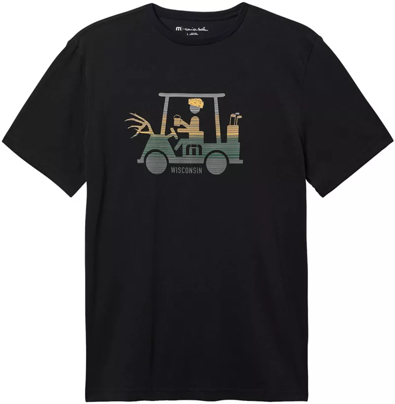 

Мужская футболка для гольфа TravisMathew Highway 23 WI State с графическим рисунком, черный
