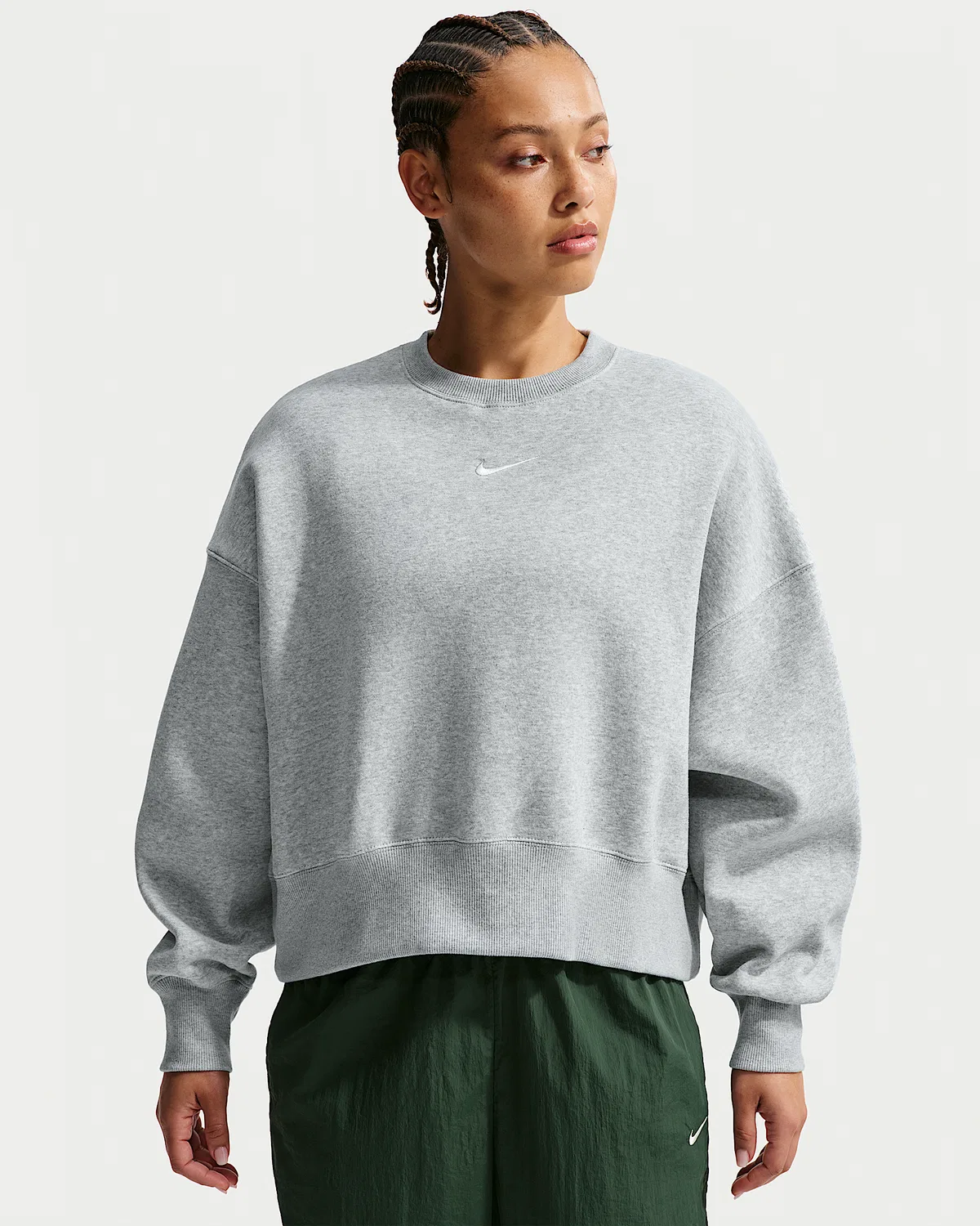 Женский оверсайз-свитшот с круглым вырезом Nike Sportswear Phoenix Fleece, Pure Platinum/Heather/Sail
