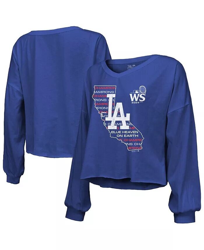 

Женская футболка с длинным рукавом Royal Los Angeles Dodgers 2024 World Series Champions с открытыми плечами Majestic