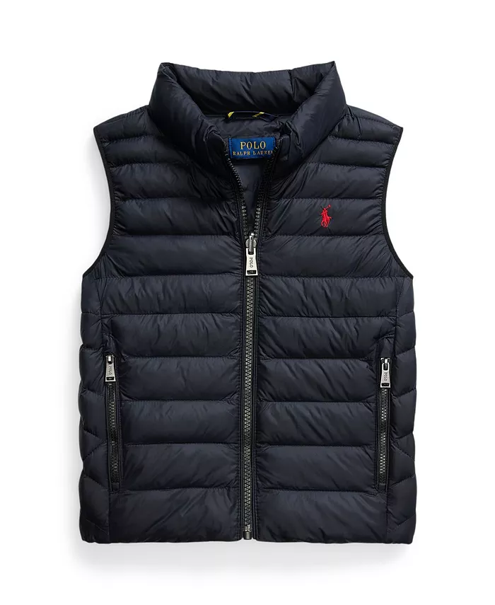 

Детский и для мальчиков P-Layer 2 упаковываемые стеганые жилеты Polo Ralph Lauren, черный